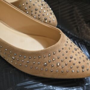 Elegant Tan Studded Women's Flats